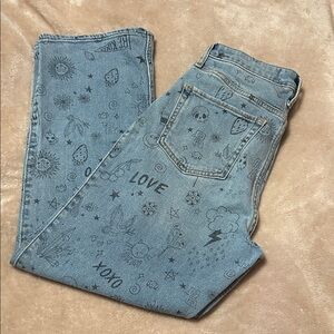 Hollister Blue Graphic Ultra High Rise Dad Jeans
